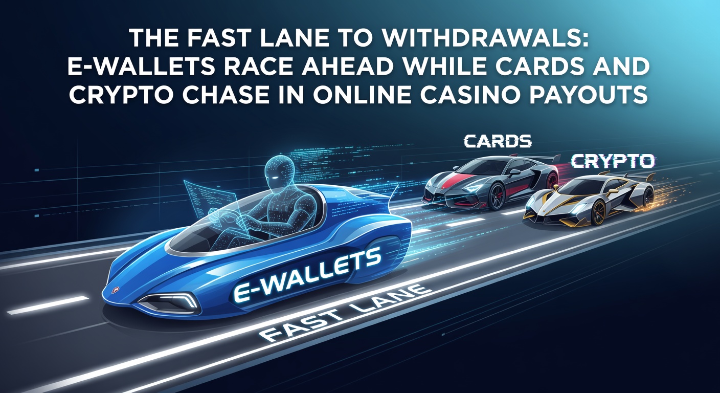 Grafik zeigt vergleichende Balkendiagramme der Auszahlungszeiten für E-Wallets, Kreditkarten und Kryptowährungen in Online-Casinos